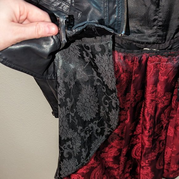 Victorian goth modified DIY jacket OOAK Faux vegan leather - used on TV - Picture 6 of 10